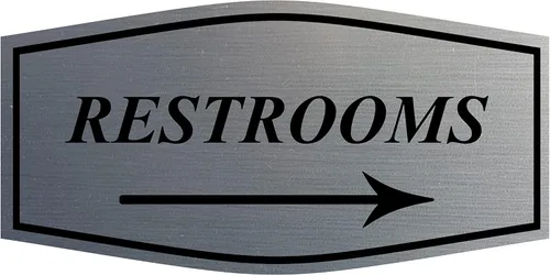 Vista 9 de Fancy Restrooms - Letrero de flecha derecha (negro) - Pequeño paquete de 1
