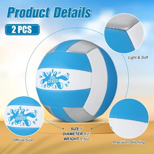 Vista 3 de Jenaai Paquete de 2 pelotas de voleibol de agua para piscina con bomba inflable, impermeable, voleibol para piscina con cubierta suave, bolas