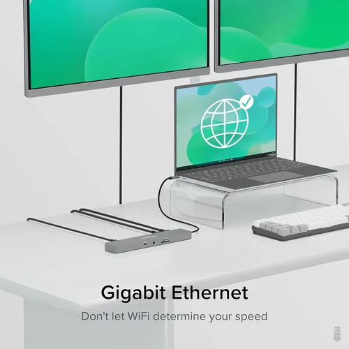 Vista 6 de Plugable Concentrador USB-C 11 en 1, paso USB-C de 100 W, estación de acoplamiento para computadora portátil, monitor doble, HDMI 4K 60Hz