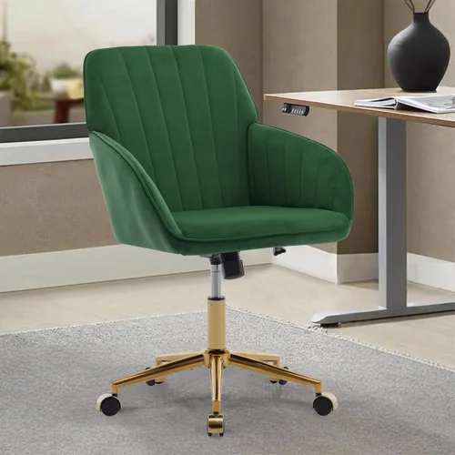 Vista 15 de Silla de escritorio de terciopelo para oficina en casa, moderna silla ajustable para computadora, silla giratoria, bonitas sillas de tocador
