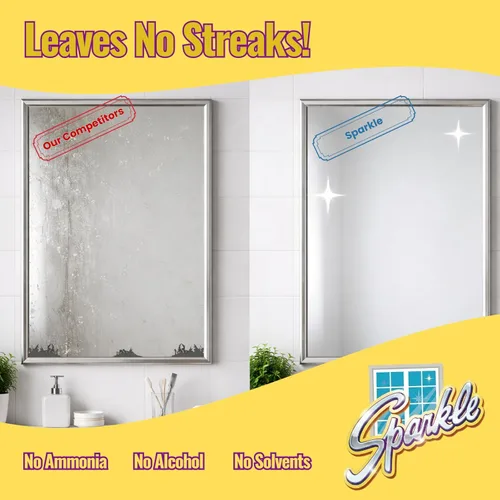 Vista 8 de Sparkle Spray limpiador de vidrio, nueva fórmula verde, libre de V.O.C, no deja rayas, botella de spray de 33.8 onzas líquidas (paquete de 1)