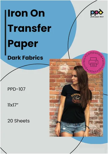 Vista 21 de PPD - Papel de transferencia térmica para camisetas de color oscuro para impresora de inyección de tinta, LTR, paquete de 5 hojas de 8.5 x 11