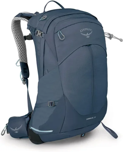 Vista 22 de Osprey Sirrus 24L Mochila de senderismo para mujer, Púrpura Elderberry/Chiru Tan
