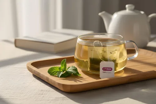Vista 5 de Tisan Melissa Tea (Lemon Balm) – 40 bolsas de té envueltas individualmente Infusión de hierbas naturalmente sin cafeína Notas cítricas ligeras