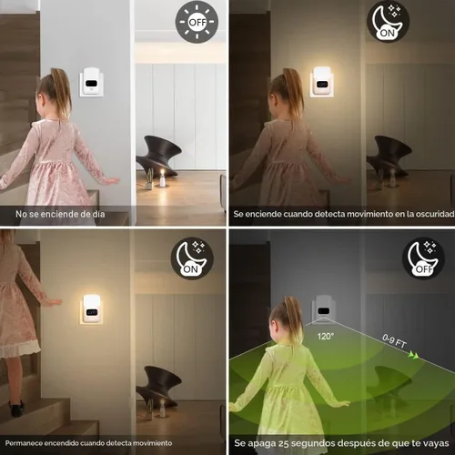 Vista 3 de LUXON Luz nocturna con sensor de movimiento con reloj despertador digital