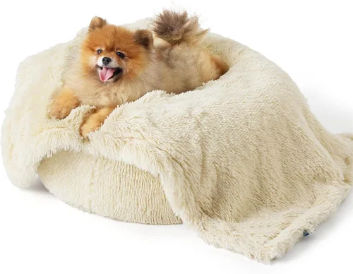Vista 5 de Bedsure Mantas impermeables para perros pequeños Manta calmante de gato para sofá, lavable, manta larga de piel sintética para mascotas