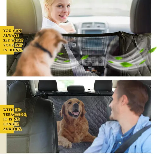 Vista 2 de Vailge Hamaca de coche para perro, 100% impermeable con ventana de malla, evita arañazos y fundas antideslizantes para asiento trasero