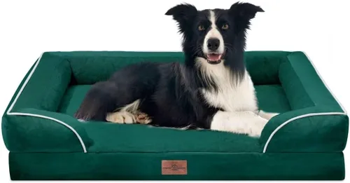 Vista 97 de Comfort Expression - Cama ortopédica para perros medianos de 30x20 pulgadas, cama impermeable de espuma de huevera para mascotas medianas