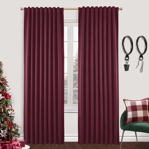 Vista 65 de SHINELAND Cortinas opacas cortas para ventanas de dormitorio, cortinas de baño, 45 pulgadas de largo