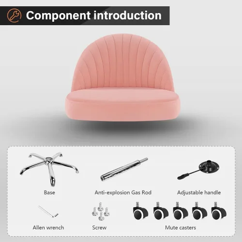 Vista 7 de KKTONER Taburete giratorio de oficina, sillas de terciopelo para tocador, taburetes ajustables en altura con respaldo para dormitorio, hogar