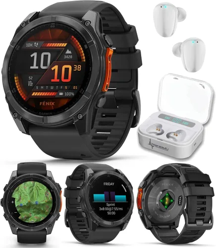 Vista 41 de Compra el Garmin Fenix 8 – 43 mm, reloj inteligente AMOLED multideporte con GPS, plateado con banda de silicona Whitestone, auriculares negros