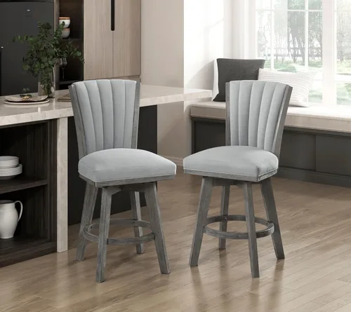 Vista 9 de Set of 2 Counter Height Swivel Dining Chairs with Tufted Fabric Upholstered Solid Wood Frame for Kitchen Table Seating Room Sets,Chestnut