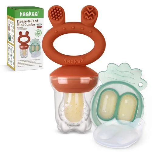 Vista 16 de haakaa Comedor de alimentos de frutas para bebé y mini bandeja de picar con congelador, moldes de piruleta de leche materna para alivio