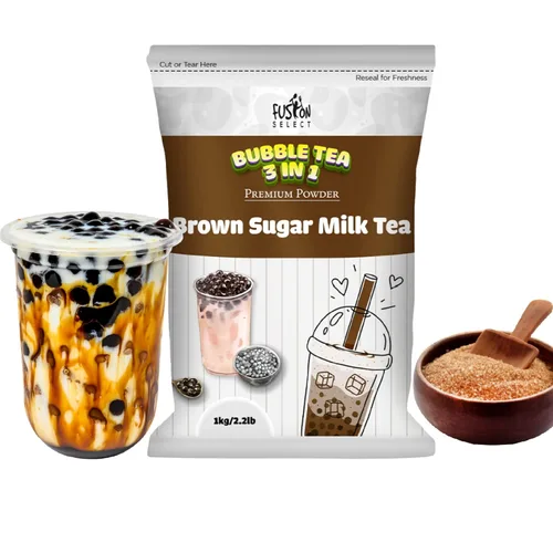 Vista 17 de Fusion Select Bebida en polvo 3 en 1 con sabor a té de leche Boba de 2.2 libras con crema y azúcar, bebida premezclada instantánea para mezclas