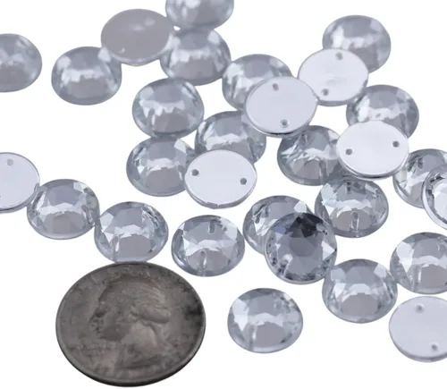 Vista 19 de Allstarco Cuentas de diamantes de imitación para coser con parte trasera plana de 0.472 in para manualidades, gemas redondas de plástico acrílico