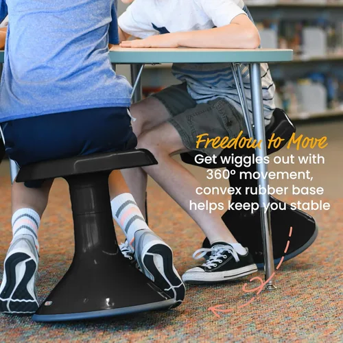 Vista 4 de ECR4Kids ACE Active Core Engagement Taburete Tambaleante, Altura del Asiento de 15 Pulgadas, Asientos Flexibles, Negro