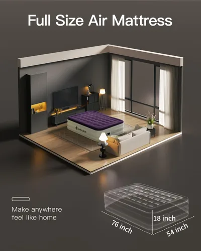 Vista 2 de Colchón de aire CHILLSUN Full con bomba incorporada, colchón hinchable de 18" de altura con comodidad, colchón inflable, cama de aire mejorada