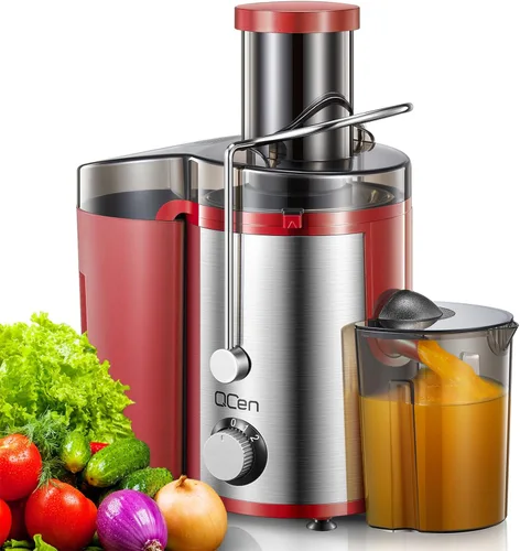 Vista 21 de QCen - Máquina exprimidora, extractor de jugo centrífugo de 500W con tolva de alimentación ancha de 7,62 cm para frutas y verduras, fácil de Verde