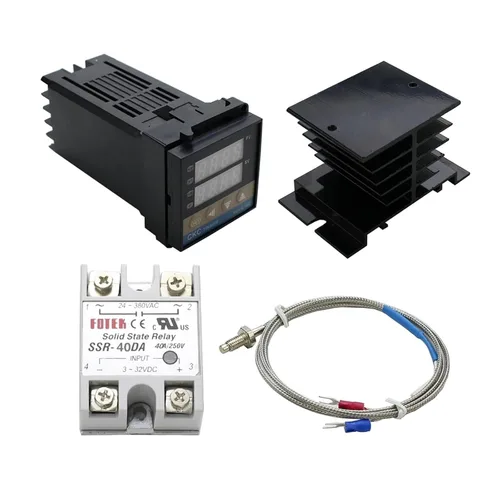 Vista 2 de REX-C100 Digital RKC PID Termostato Controlador de Temperatura Digital REX-C100/40A SSR Relé/K Termostato Sonda de Termostato Disipador de Calor