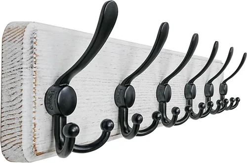Vista 42 de Dseap Perchero de pared – Resistente 38-1/4 pulgadas de largo, con 10 tri-ganchos personalizados reforzados, colgador de pared de madera maciza