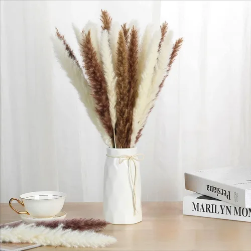 Decoración de hierba de pampa seca natural, plumas de caña de 17.7 pulgadas, 30 arreglos de flores secas estilo bohemio, decoración para el hogar,