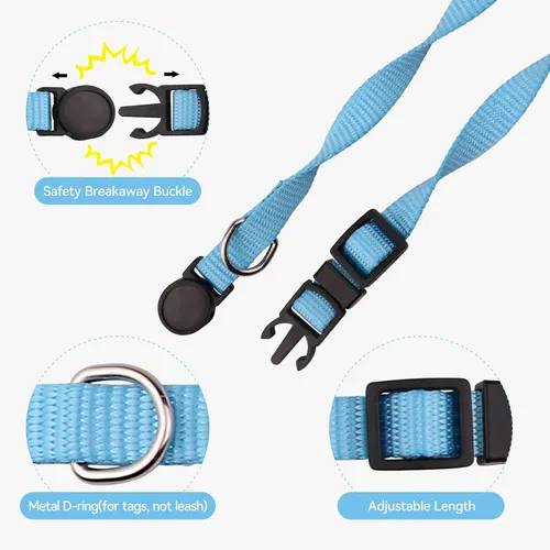 Vista 3 de 16 collares para cachorros, collares de hebilla de seguridad para la arena, collares ajustables de nailon para cachorros pequeños, collares de parto