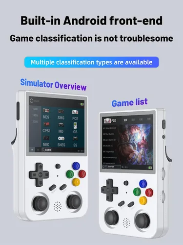 Vista 4 de RG353V Handheld Game Console 3.5 Inch IPS Screen 640*480 High Resolution CPU RK3566 Quad-Core OS Android 11, Linux 2G64G+16G 3200mAh Battery(White)