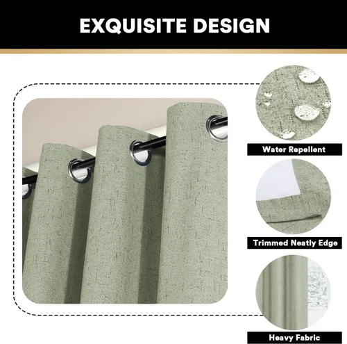 Vista 10 de Primitive - Cortinas opacas 100 % de lino texturizado natural para dormitorio, sala de estar, cortinas para ahorra energía, tela de arpillera