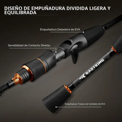 Vista 5 de KastKing Zephyr Finesse Fishing Rods – BFS Baitcasting & Spinning Rods, IM6 Graphite, Extra Twin-Tip, 2pc & 3pc Travel Design, Ultra-Light Lure