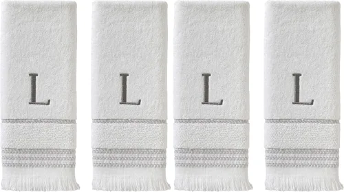 Vista 66 de SKL Home Everyday Monogram A 100% Cotton Embroidered 2-Piecc Hand Towel Set, 600 GSM, Soft, Absorbent & Decorative for Bath/Kitchen/Bar & Gift