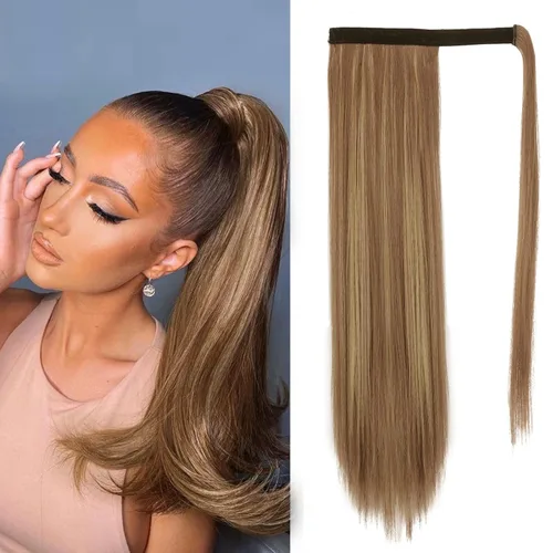 Vista 39 de BARSDAR Extensión de Cola de Caballo Corta y Recta - Extensiones de Cabello de Cola de Caballo con Cordón de 14 Pulgadas en Negro para Mujeres
