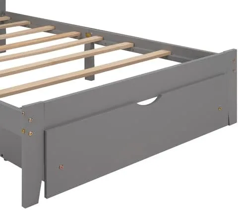 Vista 5 de anwickjeff Base de cama de tamaño individual con cajones de almacenamiento, marco de cama individual de plataforma de madera individual, cama