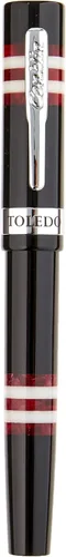 Vista 10 de Conklin Toledo - Pluma estilográfica en negro con segmentos de anillo naranja y blanco, punta flexible, pluma estilográfica de lujo para escritura