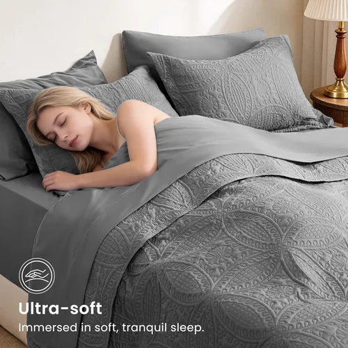 Vista 130 de Edredón de cama tamaño queen Love's cabin, color azul, para cama de verano, de microfibra ligera, estilo moderno, para todas las estaciones, 3