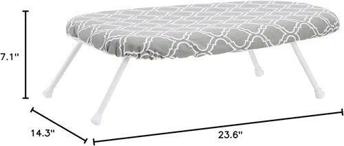 Vista 5 de Amazon Basics Tabla de planchar compacta con patas plegables - Funda removible Trellis, Chevron, 23.6"L x 7.1"W x 14.3"H