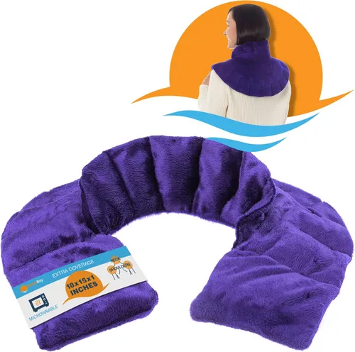 Vista 9 de SunnyBay Almohadilla térmica para microondas, envoltura térmica para cuello y hombros con cobertura adicional para aliviar el dolor de espalda