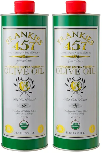 Vista 5 de Frankies Aceite de oliva orgánico extra virgen Lata de 16.9 onzas líquidas Aceite de oliva virgen extra siciliano real (EVOO) Aceitunas