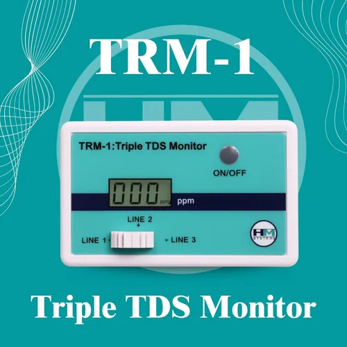 Vista 2 de HM Digital Monitor triple TDS RO/DI en línea con accesorios en T de 1/4 pulgadas