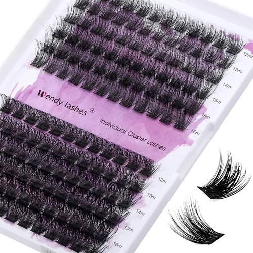 Vista 12 de Extensiones de pestañas individuales en racimo 10D/20D, racimos naturales mixtos C/D rizado 0.07mm negro mate suave 12-16mm de visón, para colocar