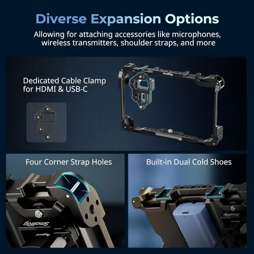 Vista 5 de SmallRig Kit de jaula de monitor para Atomos Shinobi II/Shinobi GO, con protector de pantalla, pesa solo 3.40 oz, con orificios roscados de 1/4"-20