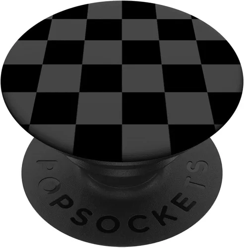 Estampado a cuadros de diseño negro y gris para mujeres y hombres, PopSockets PopGrip intercambiable de Cool black and gray checkerboard print for boy men