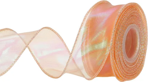 Vista 85 de MECCANIXITY Cinta de Organza Transparente con Alambre Brillante de 1 1/2" de Ancho, Cintas de Gasa Iridiscente con Brillo Pastel, 10 Yardas, Morado