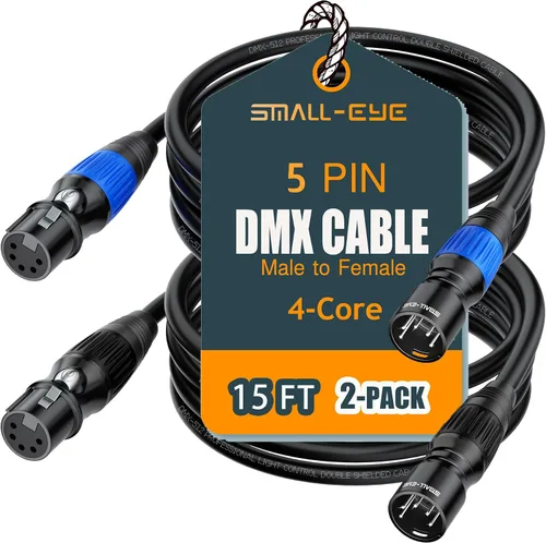 Vista 16 de SMALL-EYE Cables DMX de 5 pines de 3 pies, paquete de 2, 4 núcleos macho a