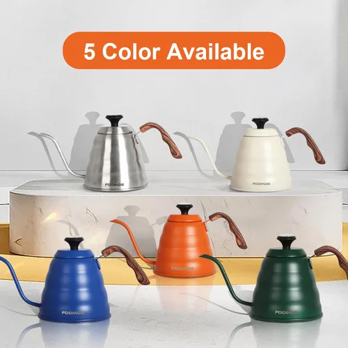 Vista 8 de Hervidor de cuello de cisne con termómetro para verter sobre café y té, 42 onzas líquidas, acero inoxidable de alta calidad, control de temperatura