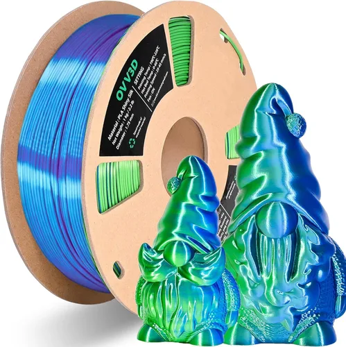 Vista 12 de Filamento PLA de 0.069 pulgadas, filamento de impresora 3D tricolores, paquete de filamento PLA arcoíris, filamento 3D de coextrusión con cambio