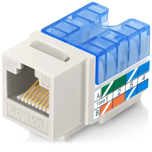 Vista 31 de Everest - Paquete de 10 conectores Keystone RJ45 Cat6A en ángulo de 90°, color blanco, conectores RJ45 hembra de perfil delgado, conector Keystone
