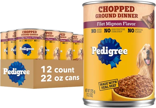 Vista 15 de PEDIGREE Chopped Ground Dinner Comida húmeda y suave enlatada para perros adultos, con carne de res, 22 oz, latas (paquete de 12)
