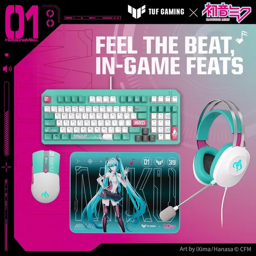 Vista 7 de ASUS TUF Gaming H1 Gen II Hatsune Miku Edition Wired USB Gaming Headset with Mic – 40mm Drivers, Virtual 7.1 Surround Sound, TeamSpeak-Certified