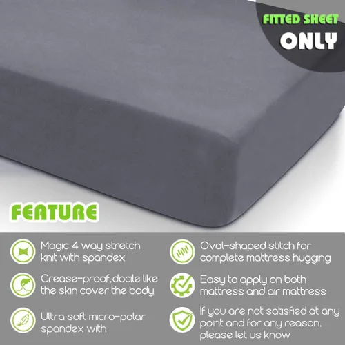 Vista 2 de Sábana bajera ajustable COSMOPLUS tamaño Queen (sin sábana encimera ni fundas de almohada), micropunto elástico en 4 direcciones, ajuste cómodo, sin
