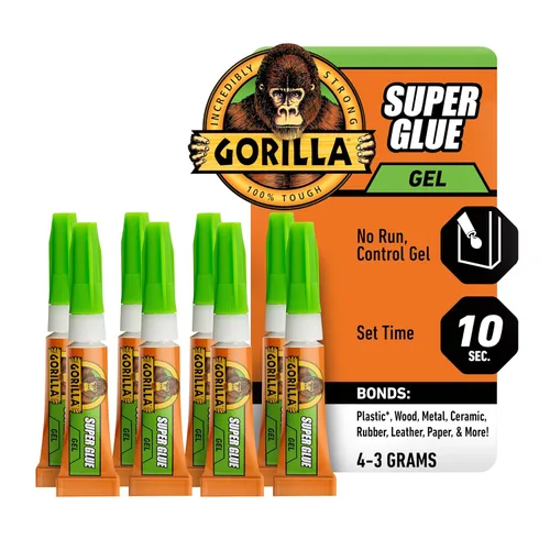 Vista 7 de Gorilla Super Glue Gel, pegamento transparente, cuatro tubos de 3 gramos (paquete de 1) – multiusos y de fraguado rápido para proyectos